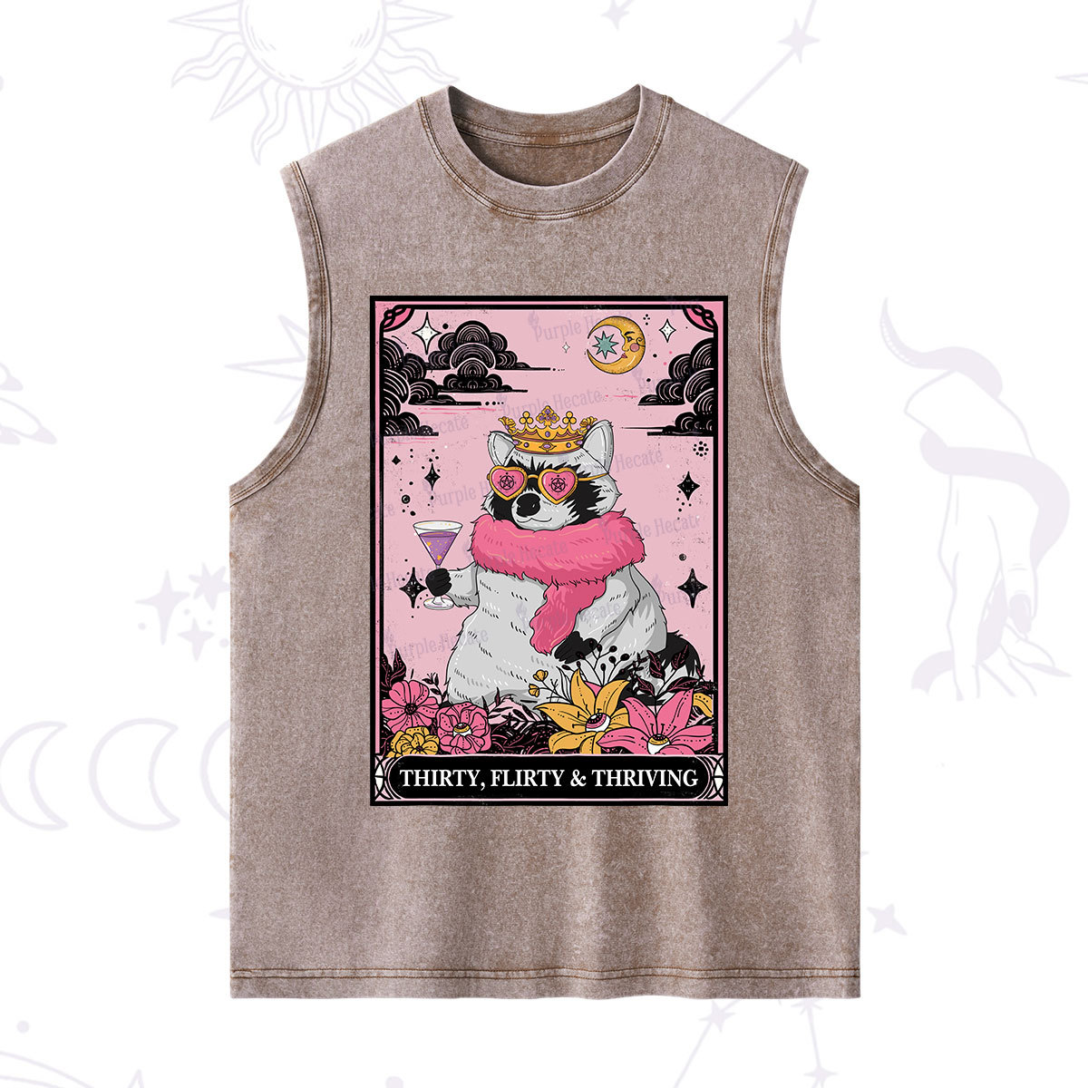 Purplehecate The Thirty Flirty Thriving Oracle Card Washed Tank