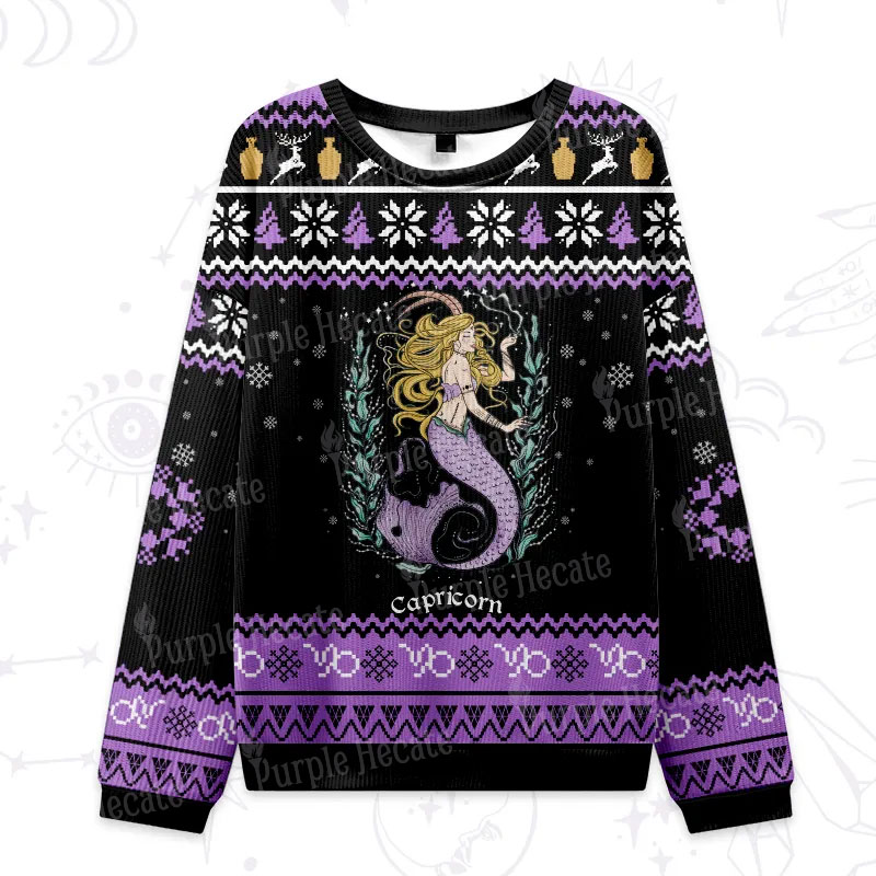 Purplehecate Capricorn Zodiac Ugly Christmas Sweatshirts