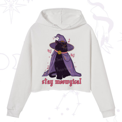Purplehecate Stay Meowgical Cat Crop Hoodie