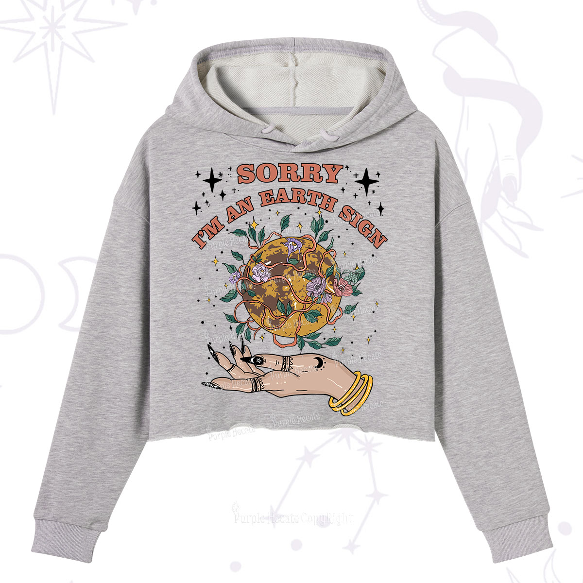 Purplehecate Sorry I'm An Earth Sign Crop Hoodie