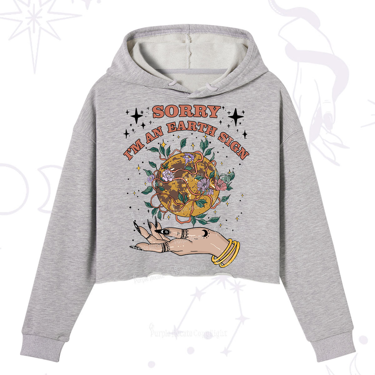 Purplehecate Sorry I'm An Earth Sign Crop Hoodie