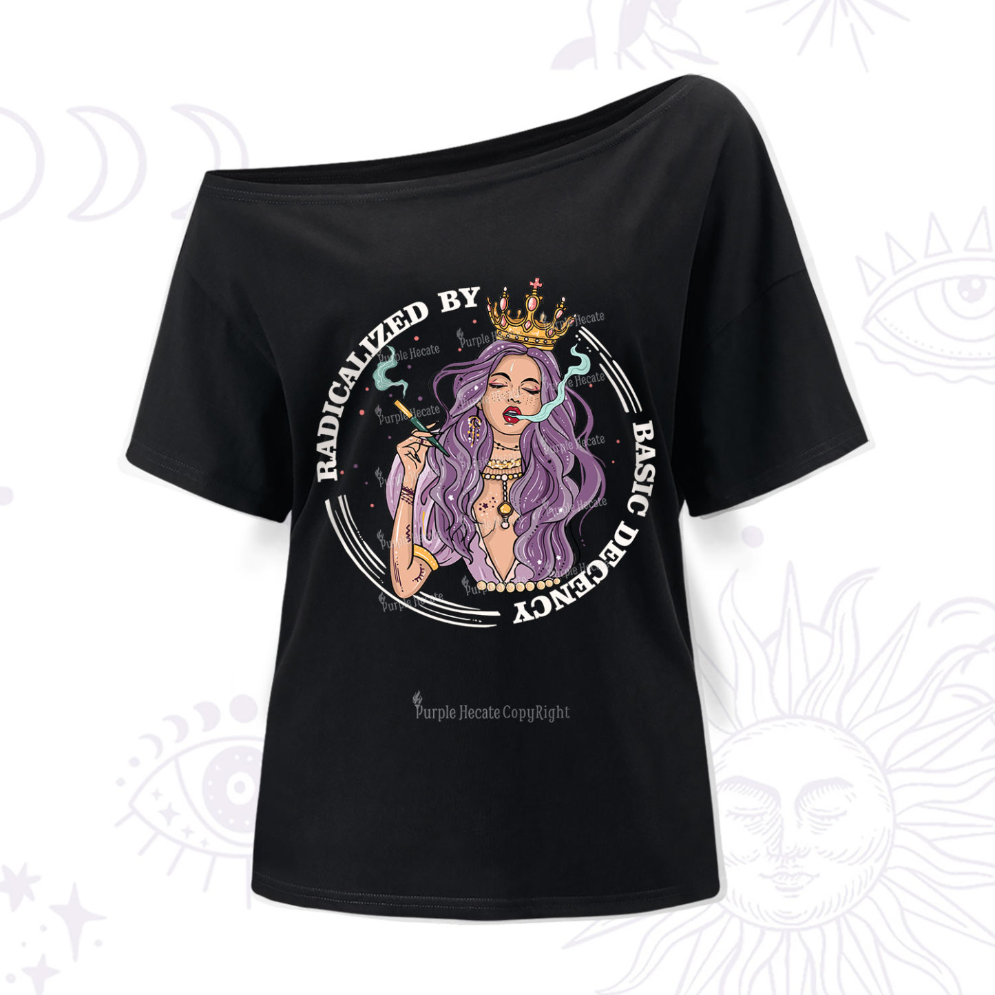 Purplehecate Radicalized By Basic Decency One Shoulder T-Shir