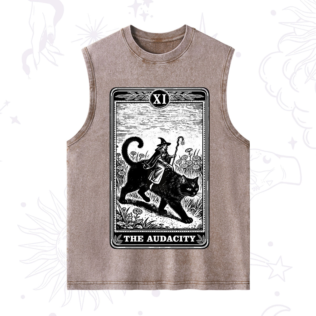Purplehecate The Audacity Wizard Cat Tarot Washed Tank
