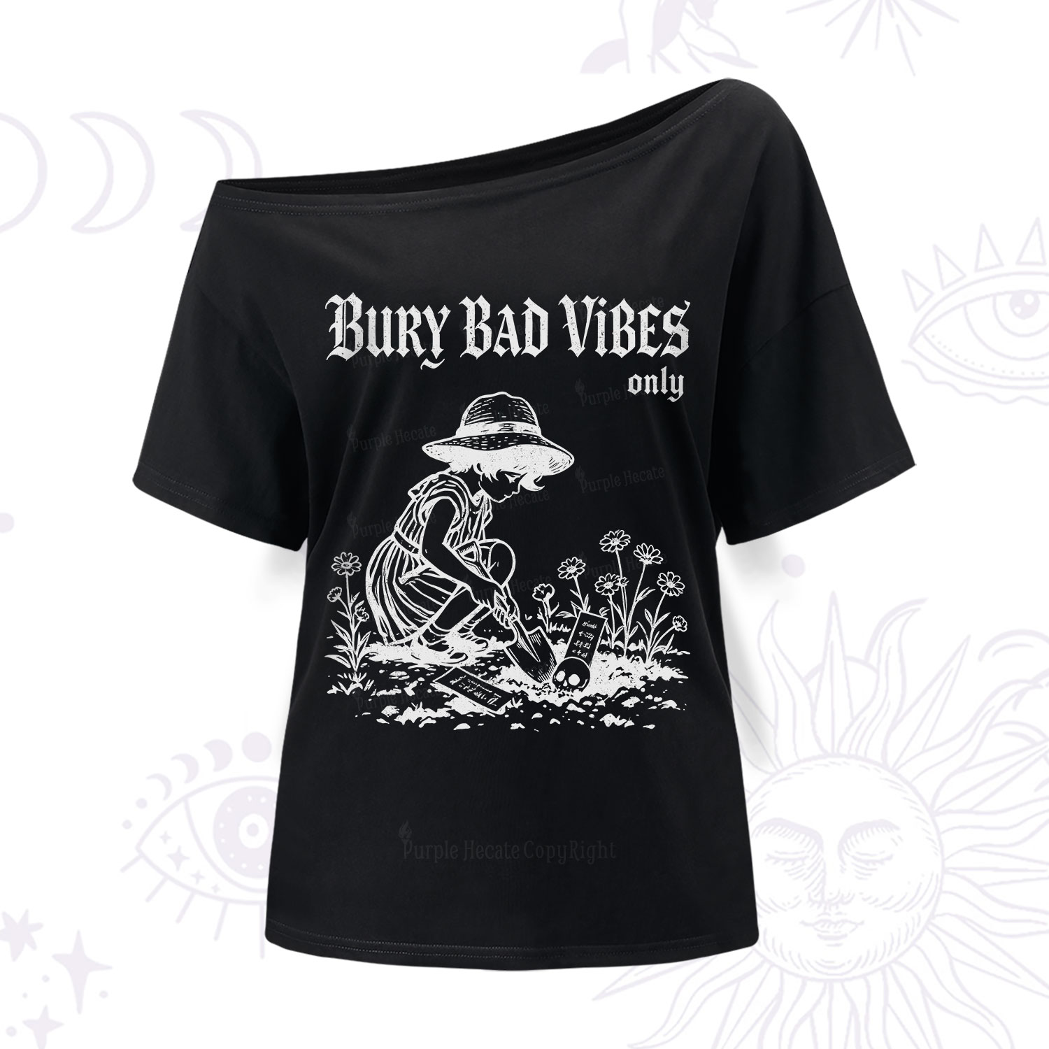 Purplehecate Bury Bad Vibes Only One Shoulder T-Shirt