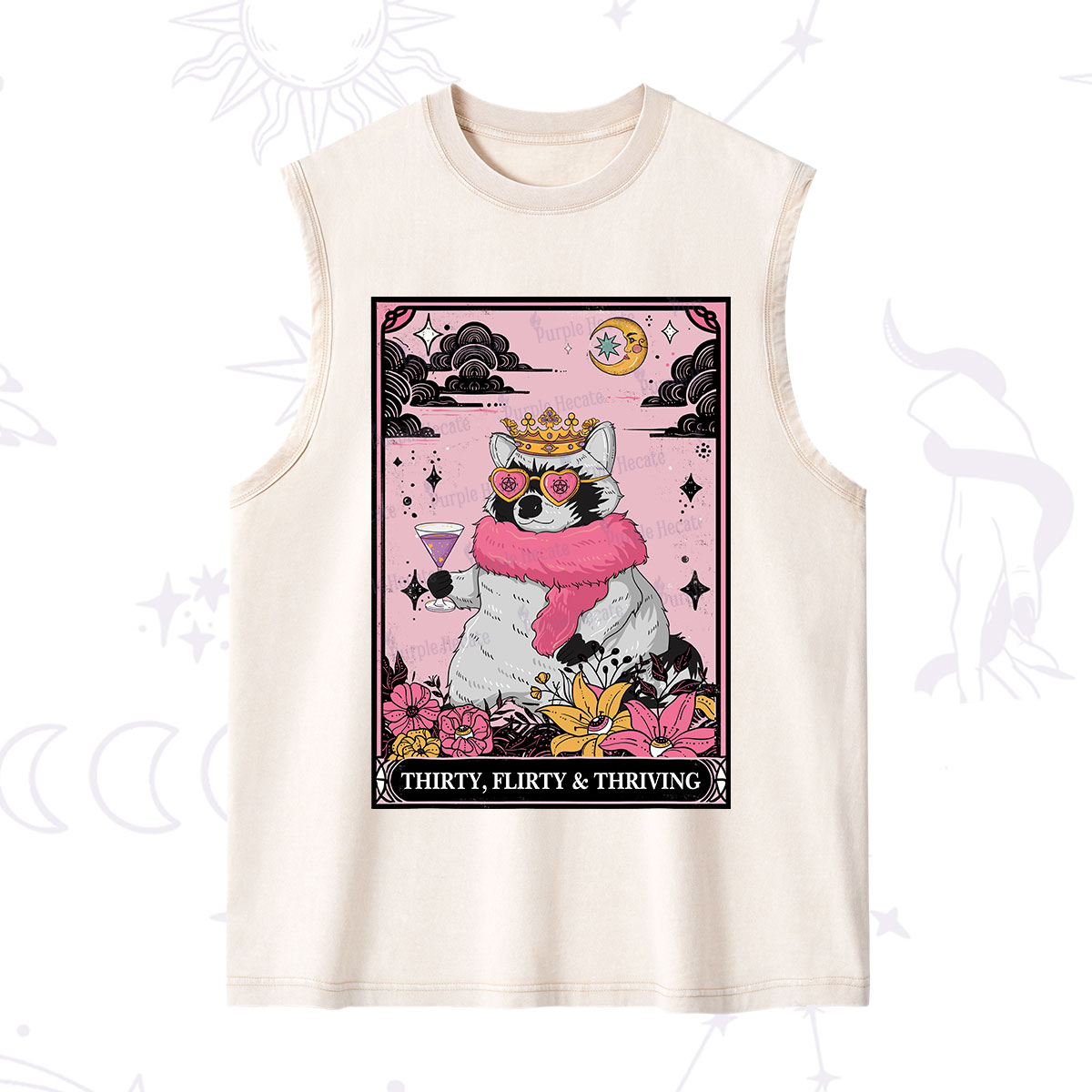 Purplehecate The Thirty Flirty Thriving Oracle Card Washed Tank