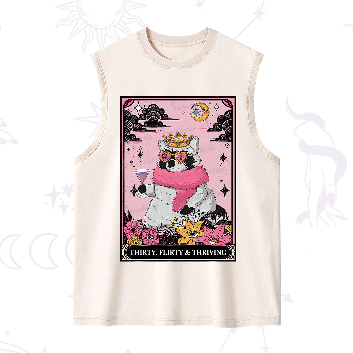 Purplehecate The Thirty Flirty Thriving Oracle Card Washed Tank