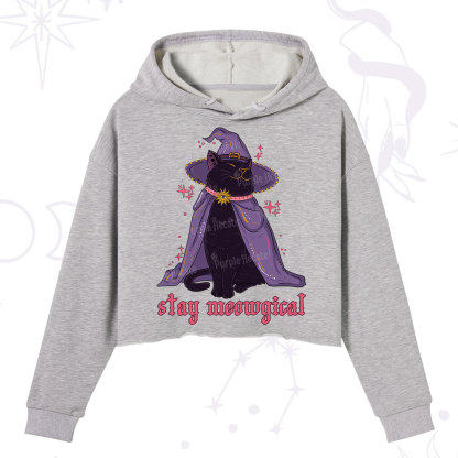 Purplehecate Stay Meowgical Cat Crop Hoodie