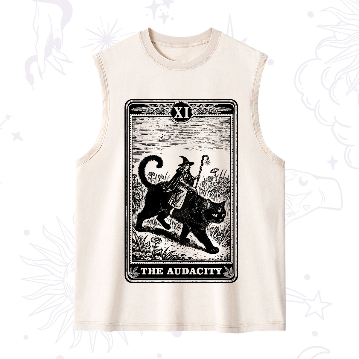 Purplehecate The Audacity Wizard Cat Tarot Washed Tank