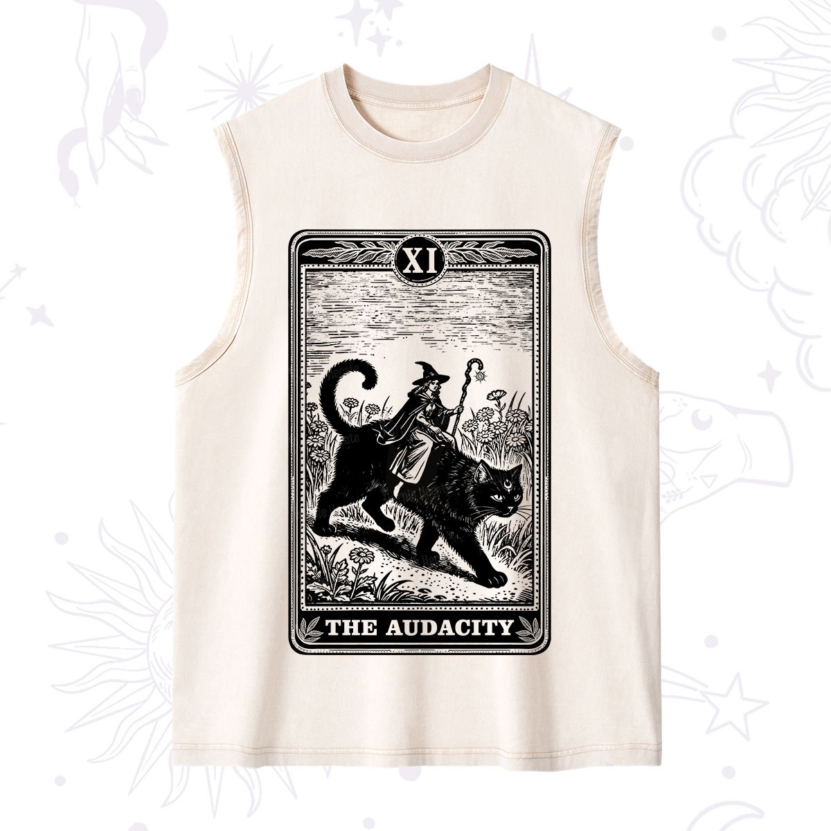 Purplehecate The Audacity Wizard Cat Tarot Washed Tank