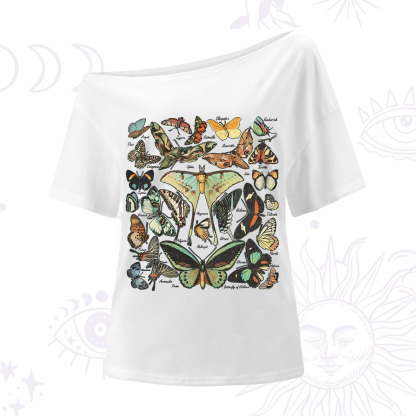 Purplehecate Vintage Butterfly & Moth One Shoulder T-Shirt