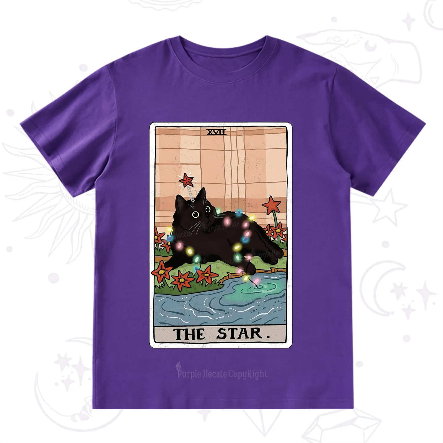 Purplehecate The Star Cat Tarot Card T-Shirt