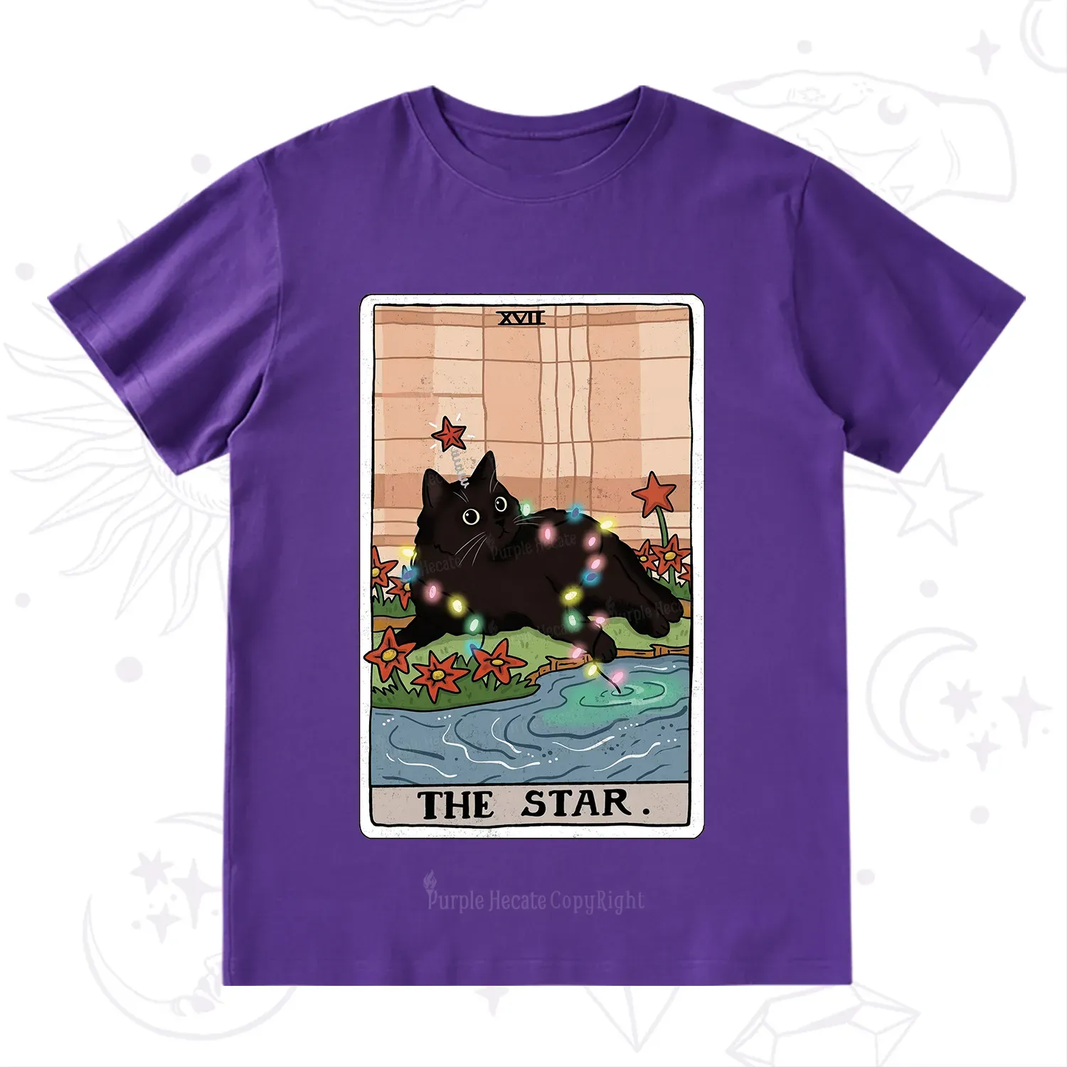 Purplehecate The Star Cat Tarot Card T-Shirt