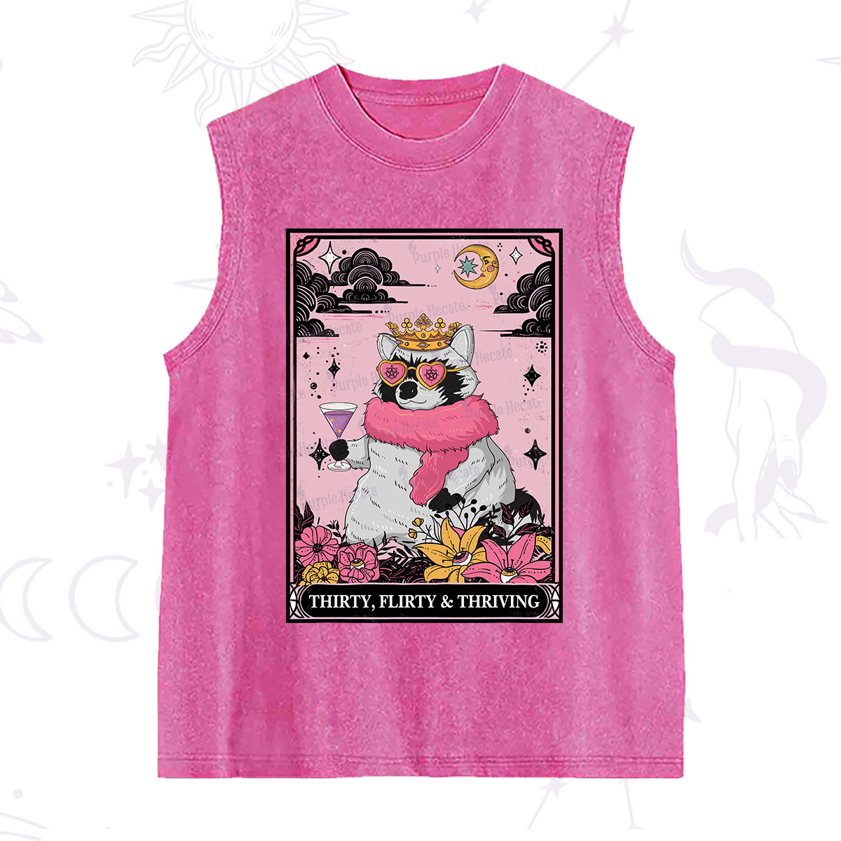 Purplehecate The Thirty Flirty Thriving Oracle Card Washed Tank