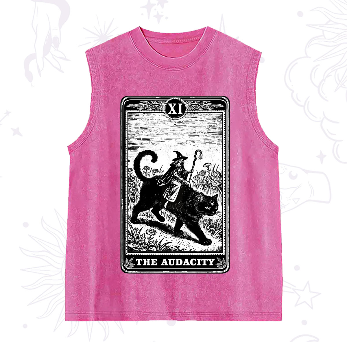 Purplehecate The Audacity Wizard Cat Tarot Washed Tank