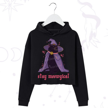 Purplehecate Stay Meowgical Cat Crop Hoodie