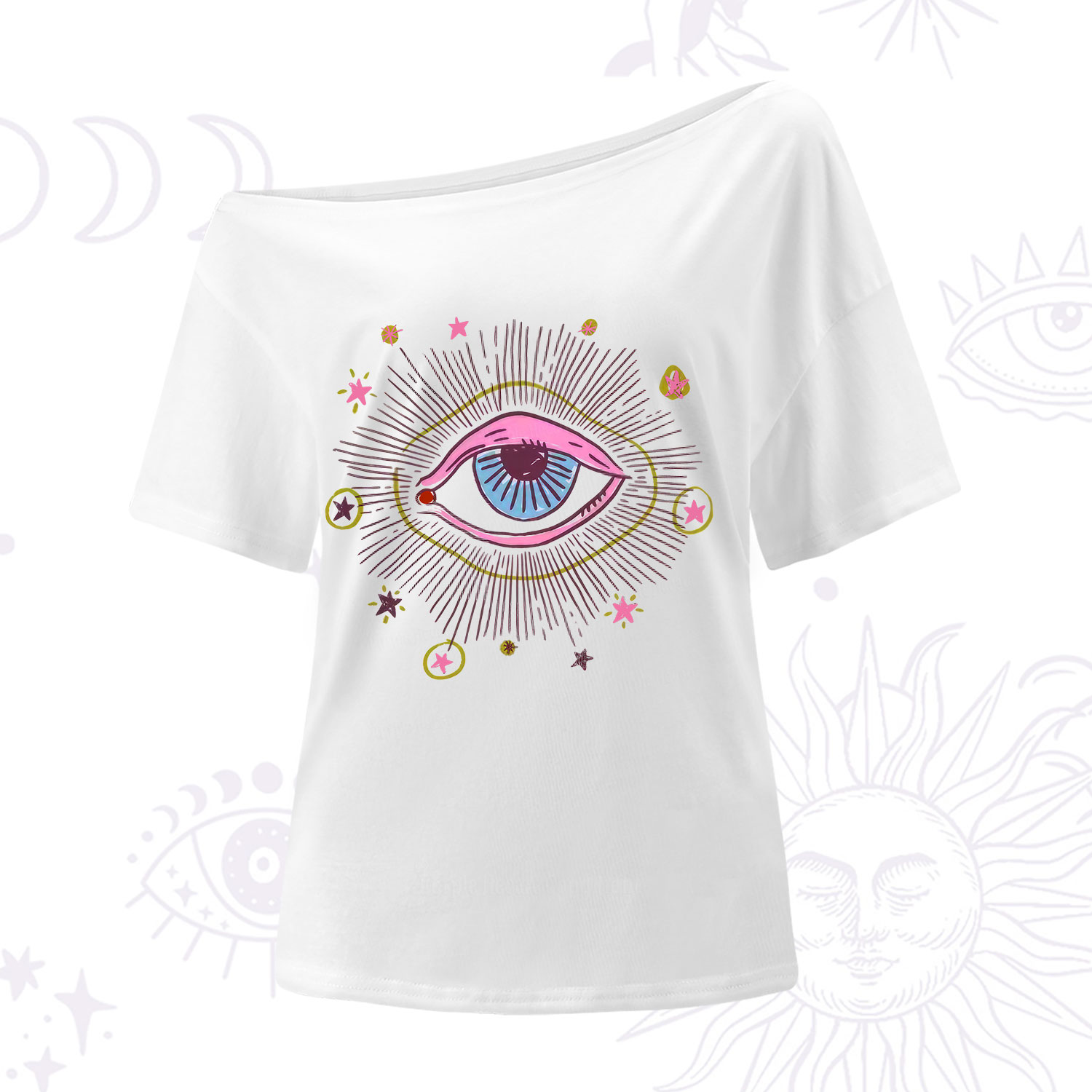 Purplehecate Mystic Gaze Evil Eye Protection One Shoulder T-Shirt