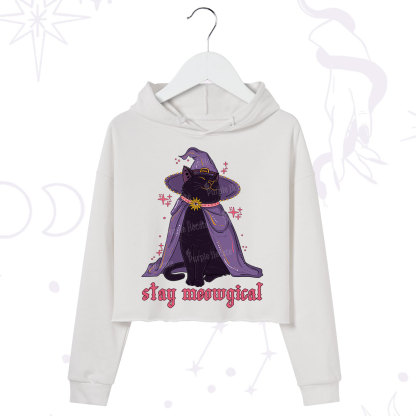 Purplehecate Stay Meowgical Cat Crop Hoodie