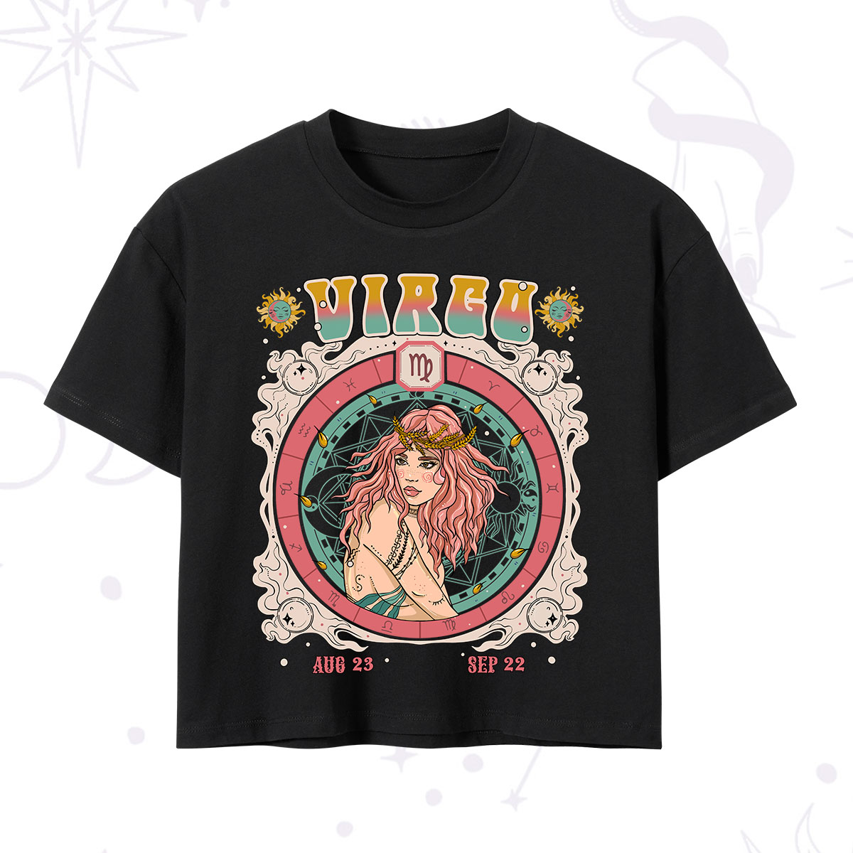 Purplehecate Virgo Cosmic Zodiac Crop T-Shirt
