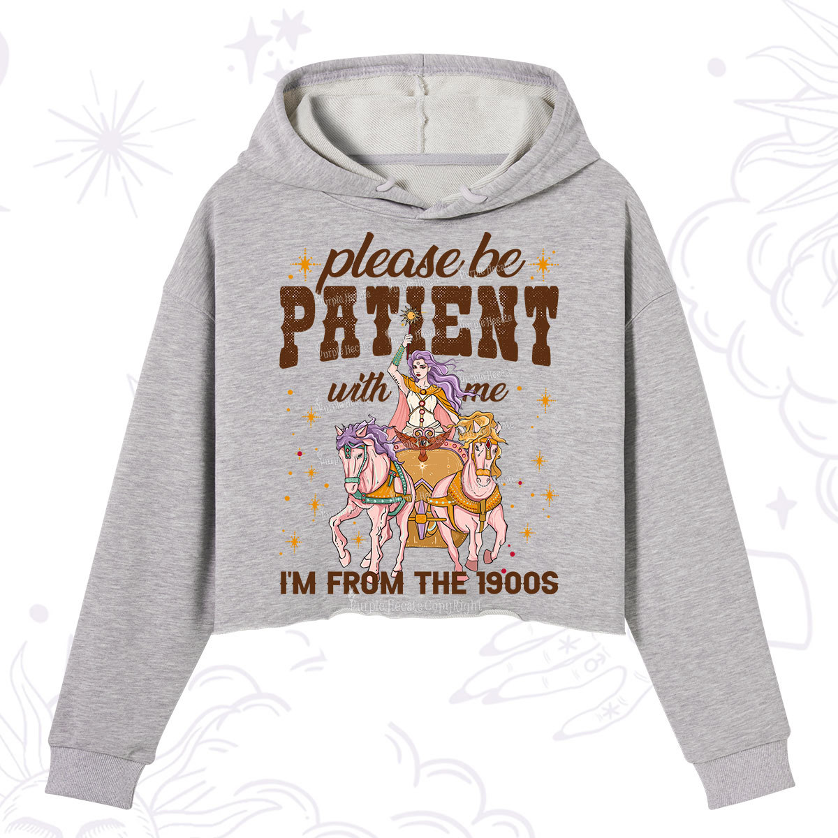 Purplehecate Please Be Patient With Me I'm From The 1900s Crop Hoodie