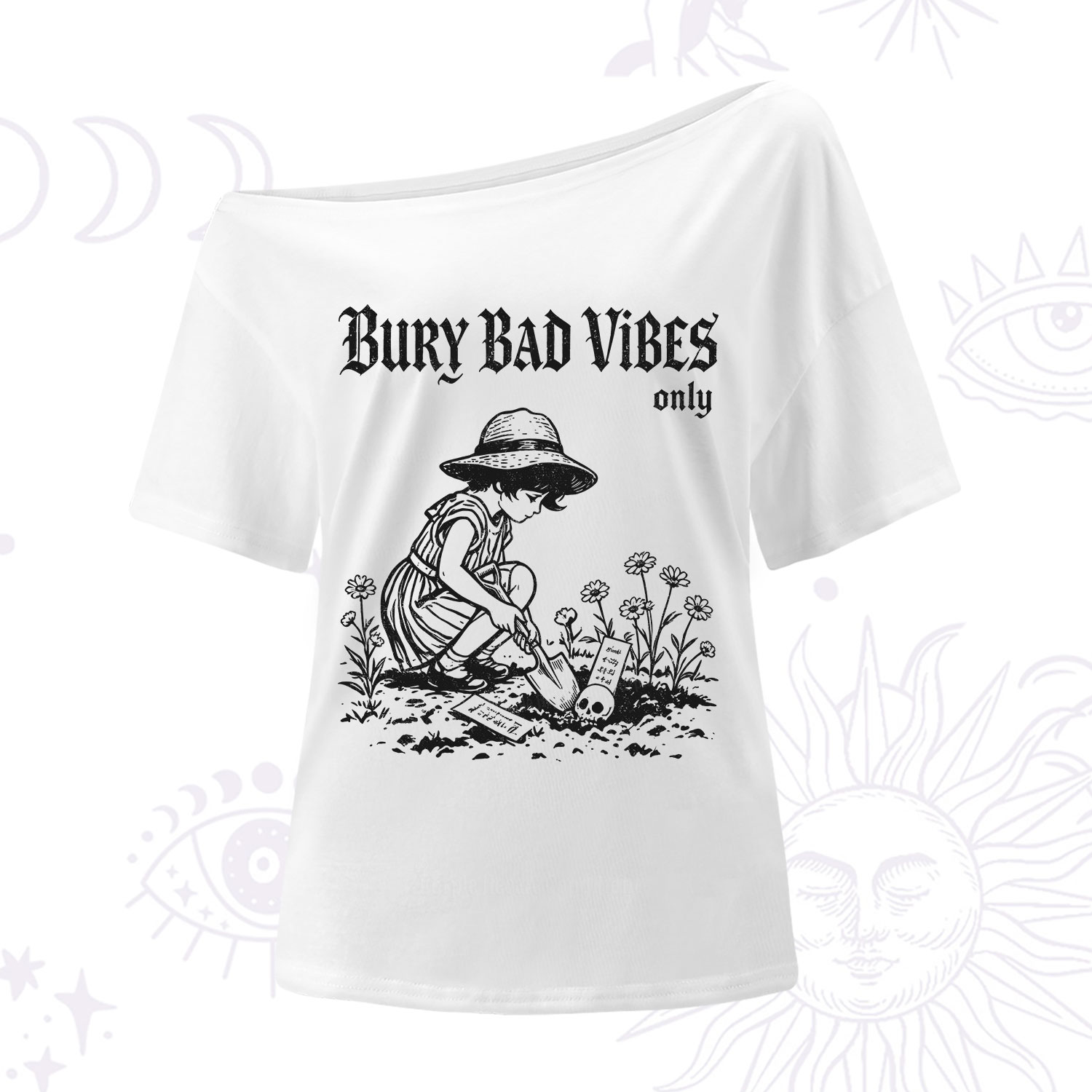 Purplehecate Bury Bad Vibes Only One Shoulder T-Shirt