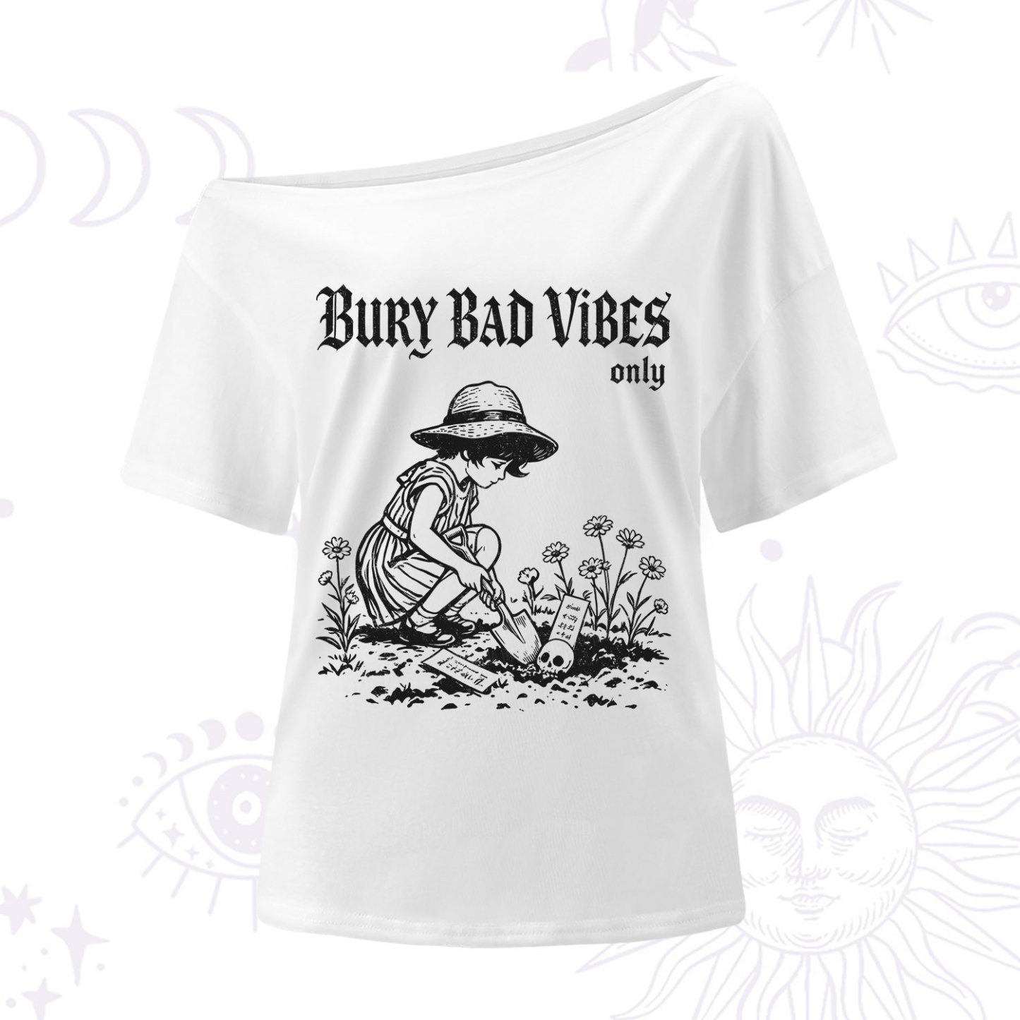 Purplehecate Bury Bad Vibes Only One Shoulder T-Shirt