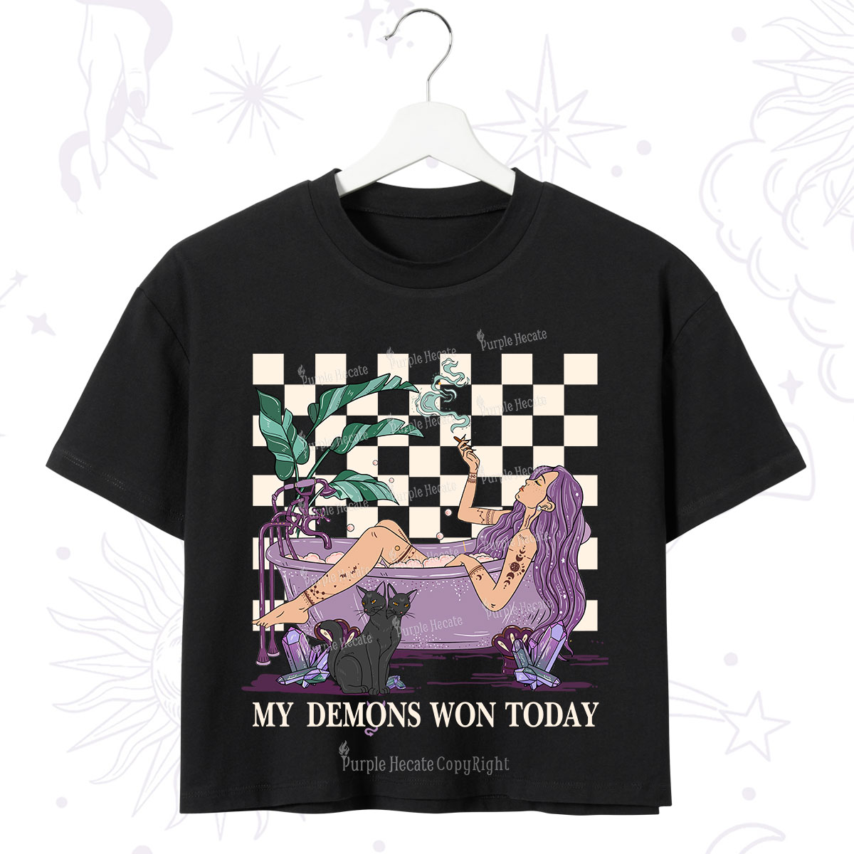 Purplehecate My Demons Won Today Crop T-Shirt