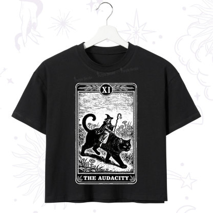 Purplehecate The Audacity Wizard Cat Tarot Crop T-Shirt