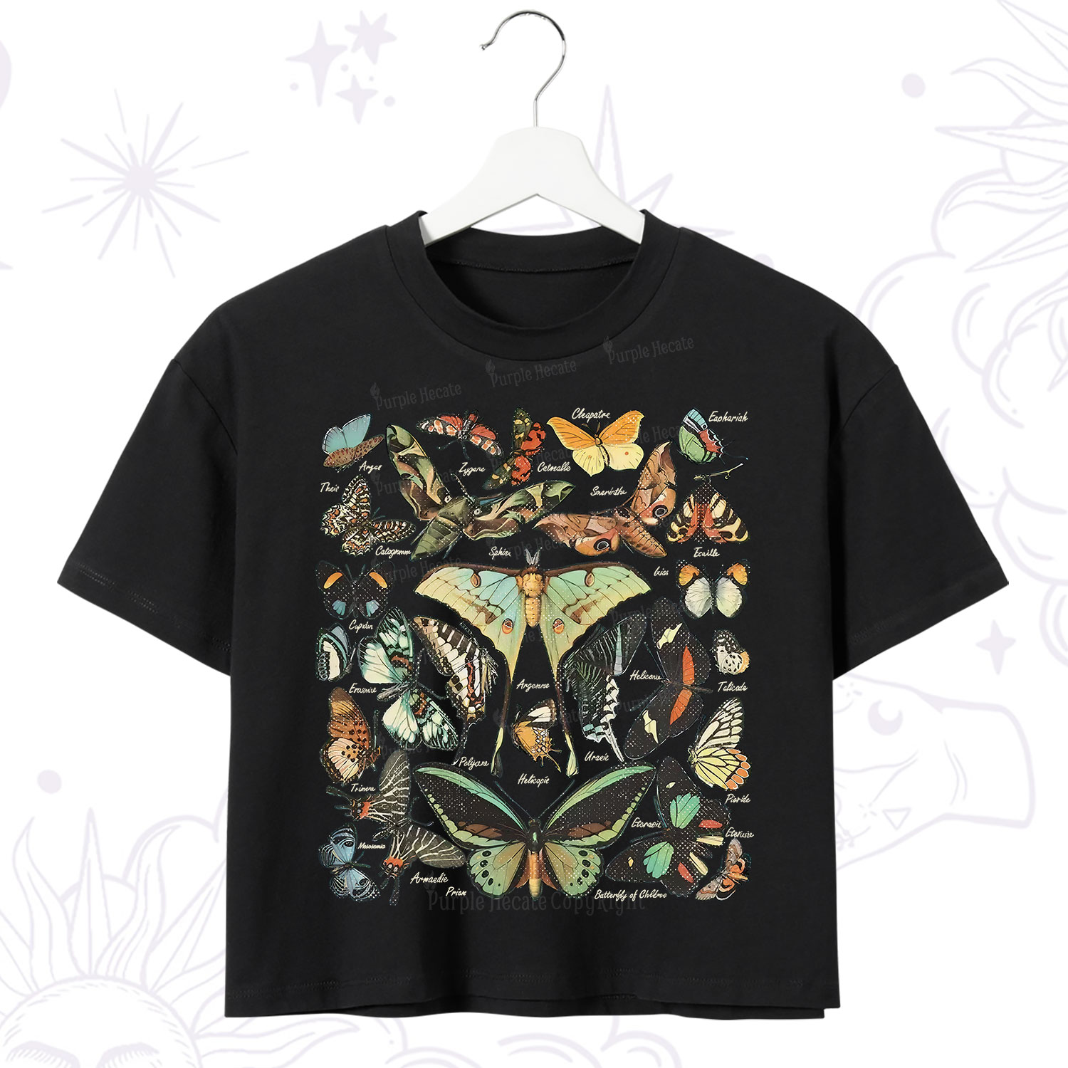 Purplehecate Vintage Butterfly & Moth Crop T-Shirt