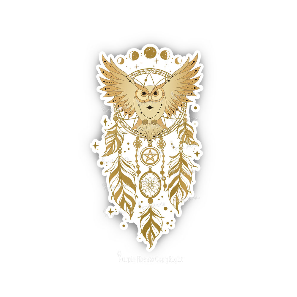 Purplehecate Mystical Owl Dreamcatcher Sticker