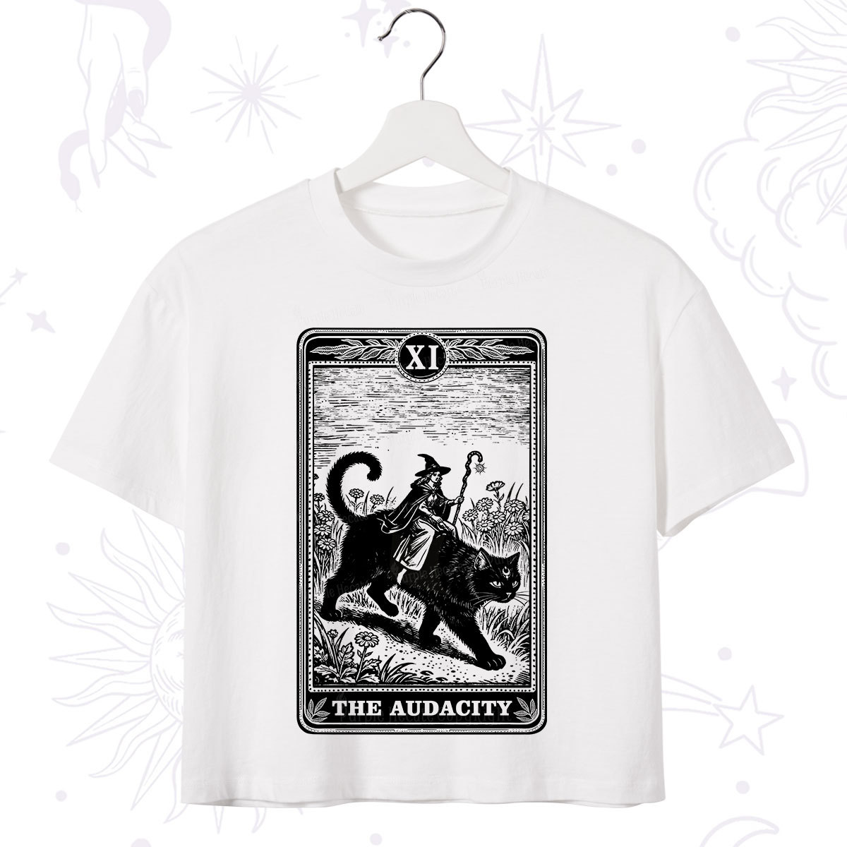 Purplehecate The Audacity Wizard Cat Tarot Crop T-Shirt