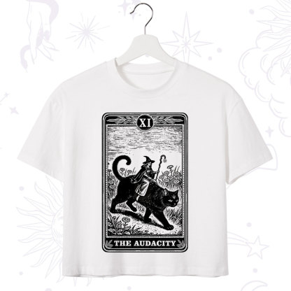 Purplehecate The Audacity Wizard Cat Tarot Crop T-Shirt