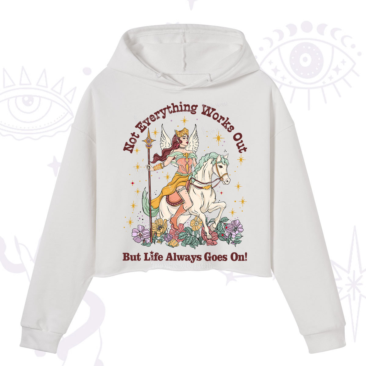 Purplehecate Not Everything Works Out But Life Always Goes On Crop Hoodie
