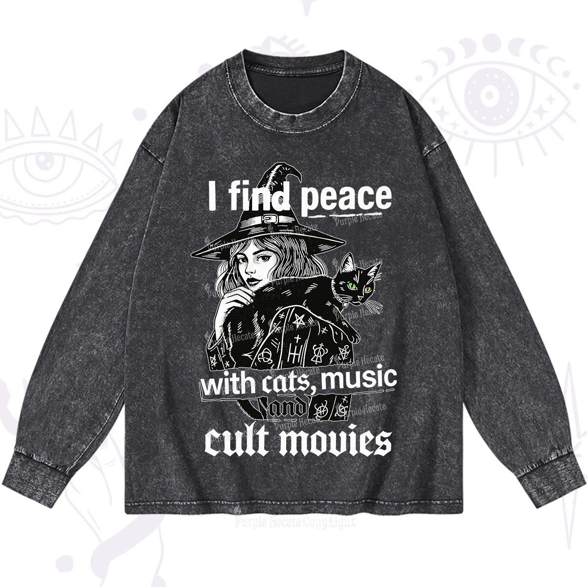 Purplehecate I Find Peace With Cats Music Cult Movies Washed Long Slee
