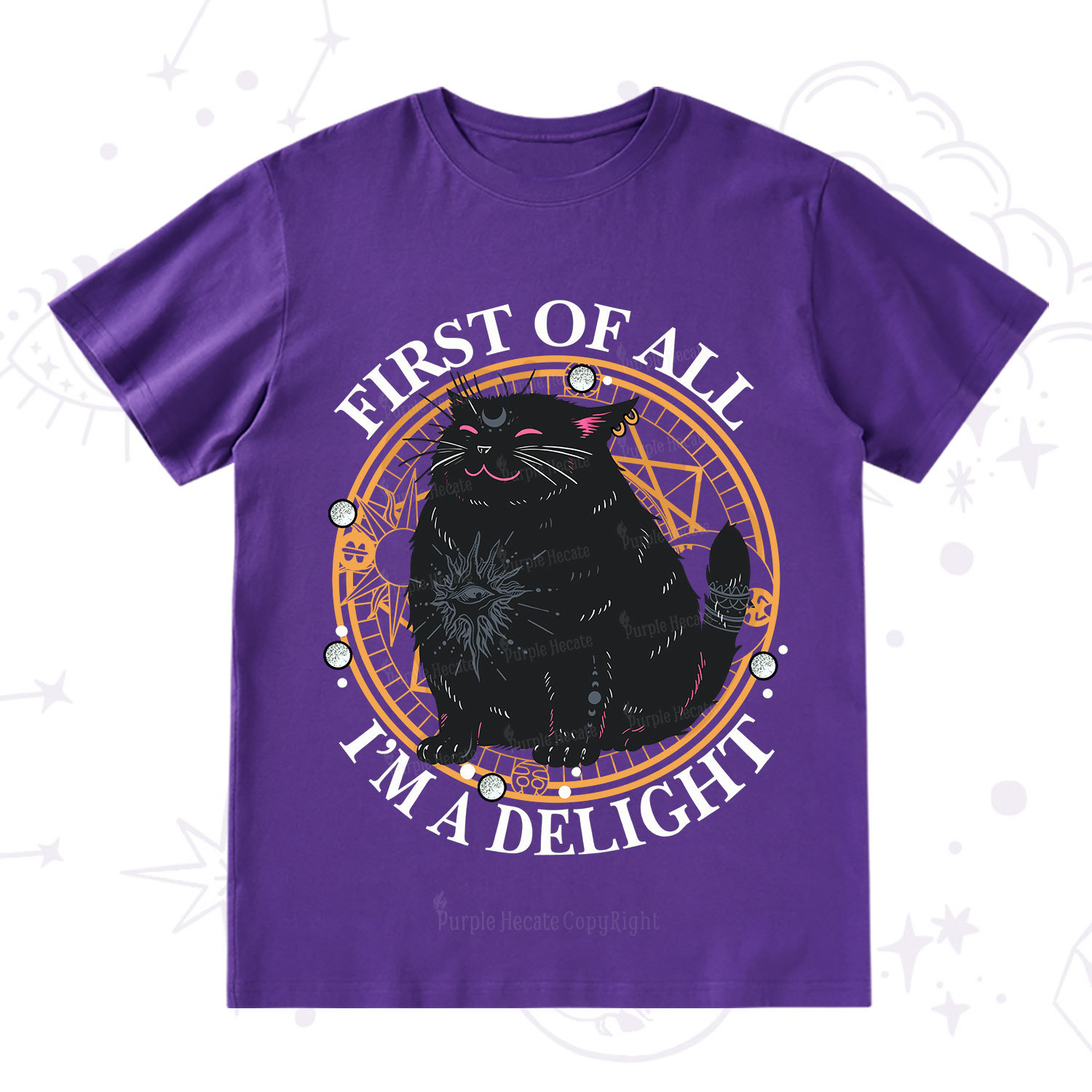 Purplehecate First Of All I'm A Delight Cat T-Shirt
