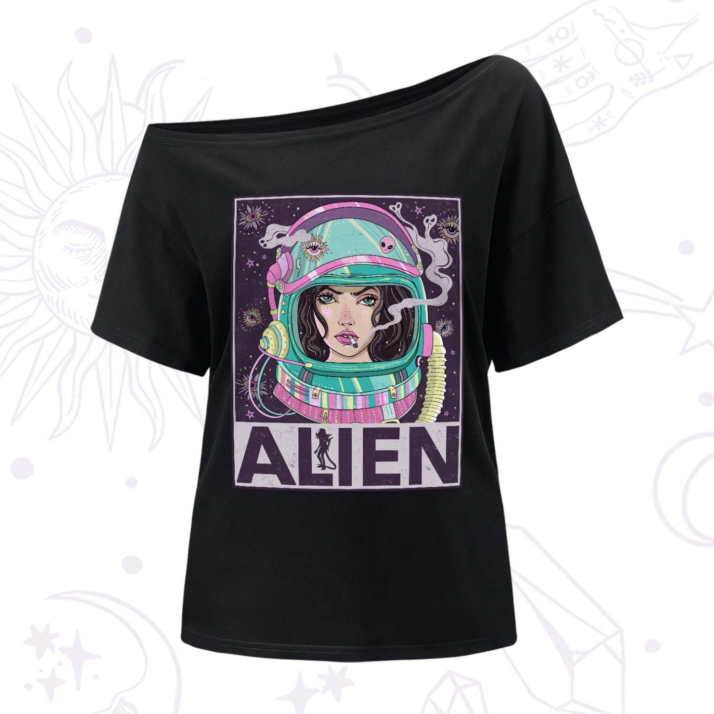 Purplehecate Galactic Encounter One-Shoulder T-Shirt