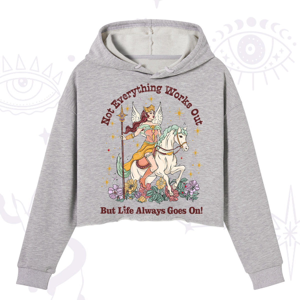 Purplehecate Not Everything Works Out But Life Always Goes On Crop Hoodie