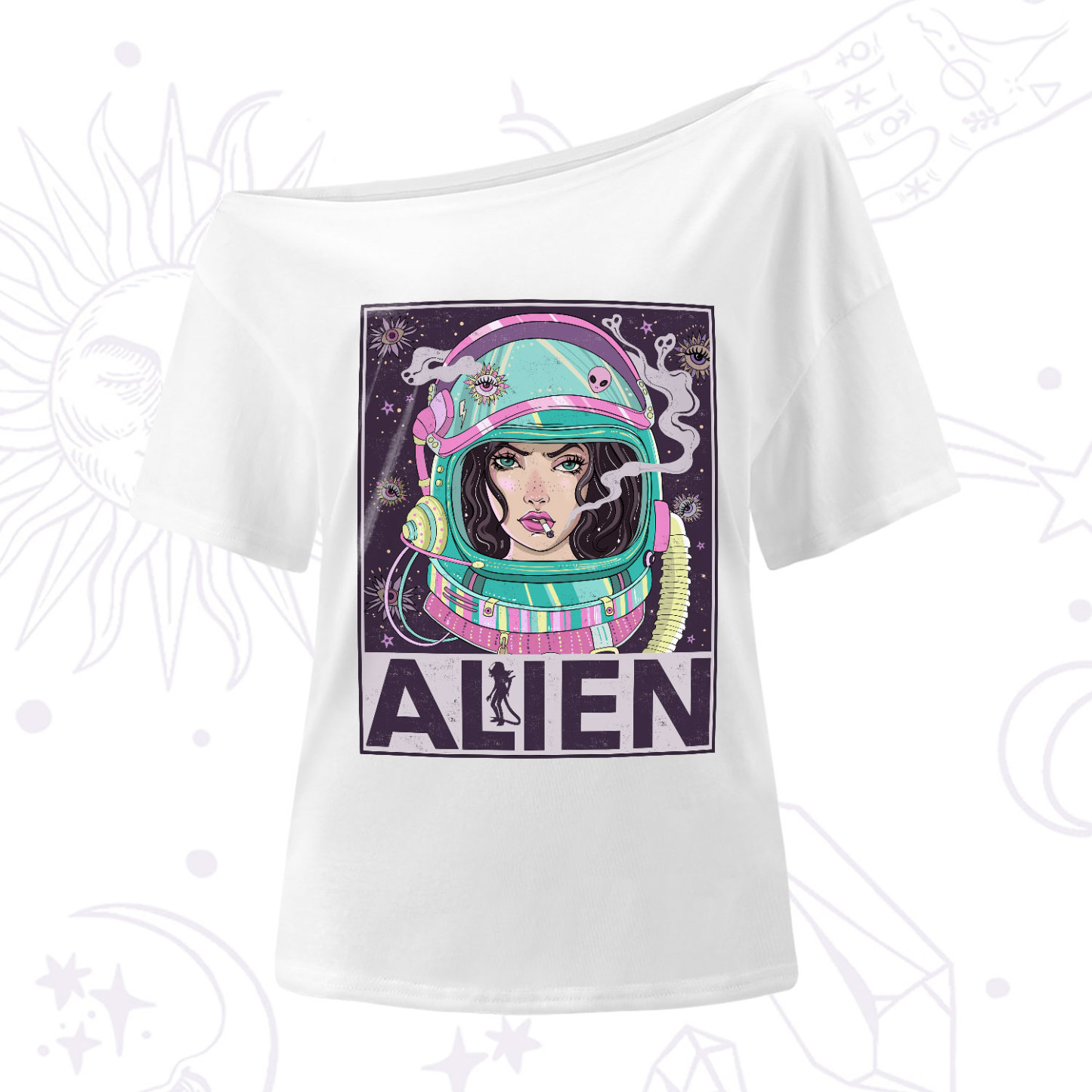 Purplehecate Galactic Encounter One-Shoulder T-Shirt