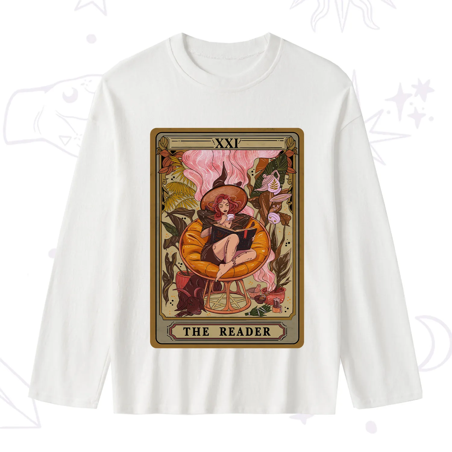 Purplehecate The Reader Tarot Card Slub Long Sleeve T-Shirt