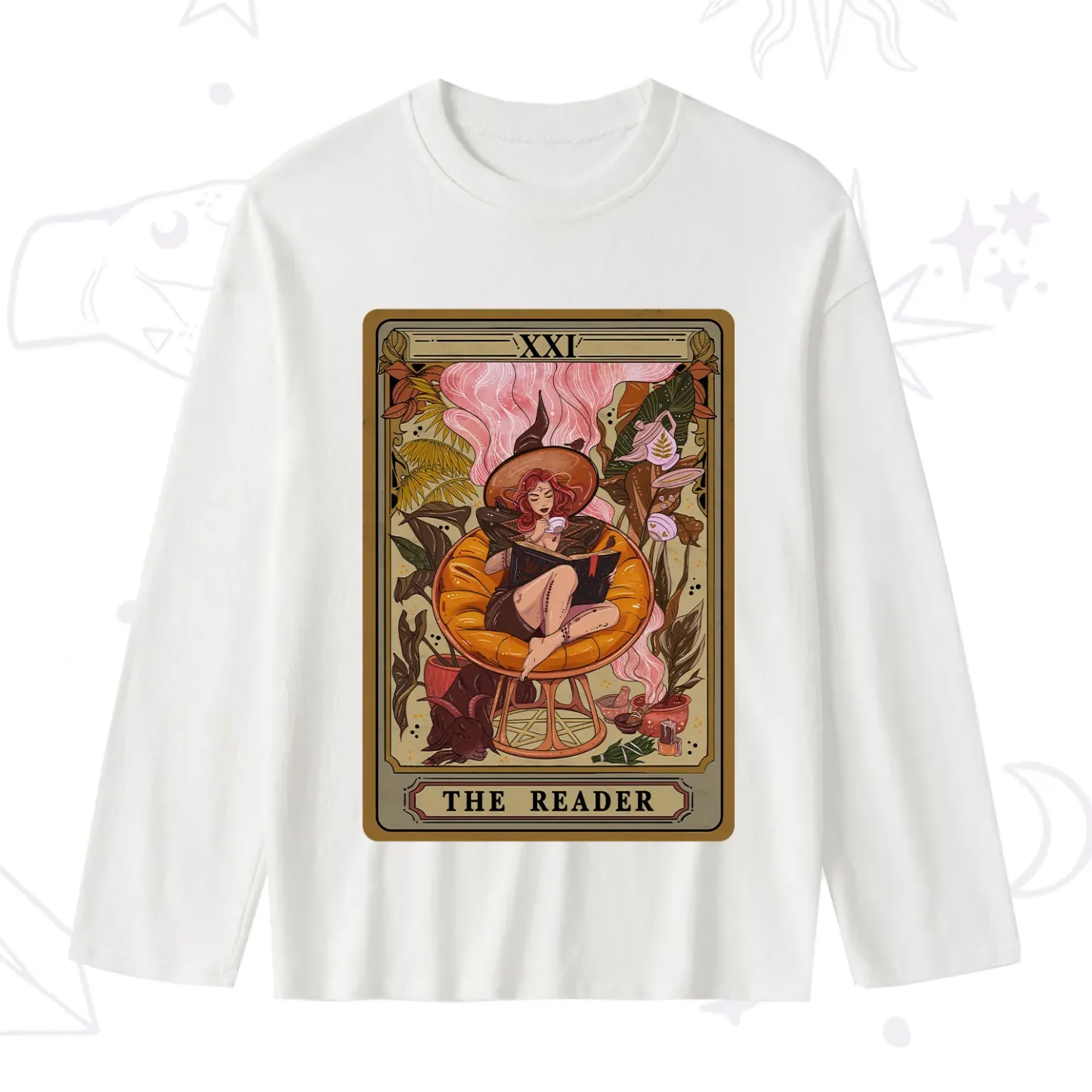 Purplehecate The Reader Tarot Card Slub Long Sleeve T-Shirt