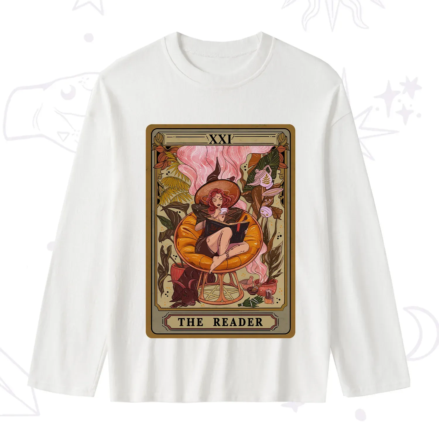 Purplehecate The Reader Tarot Card Slub Long Sleeve T-Shirt