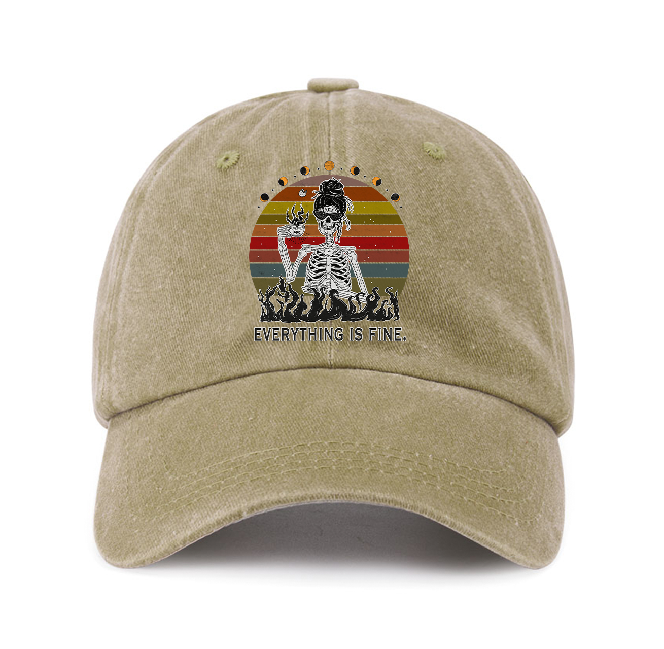 Purplehecate Everything Is Fine Skeleton Baseball Cap
