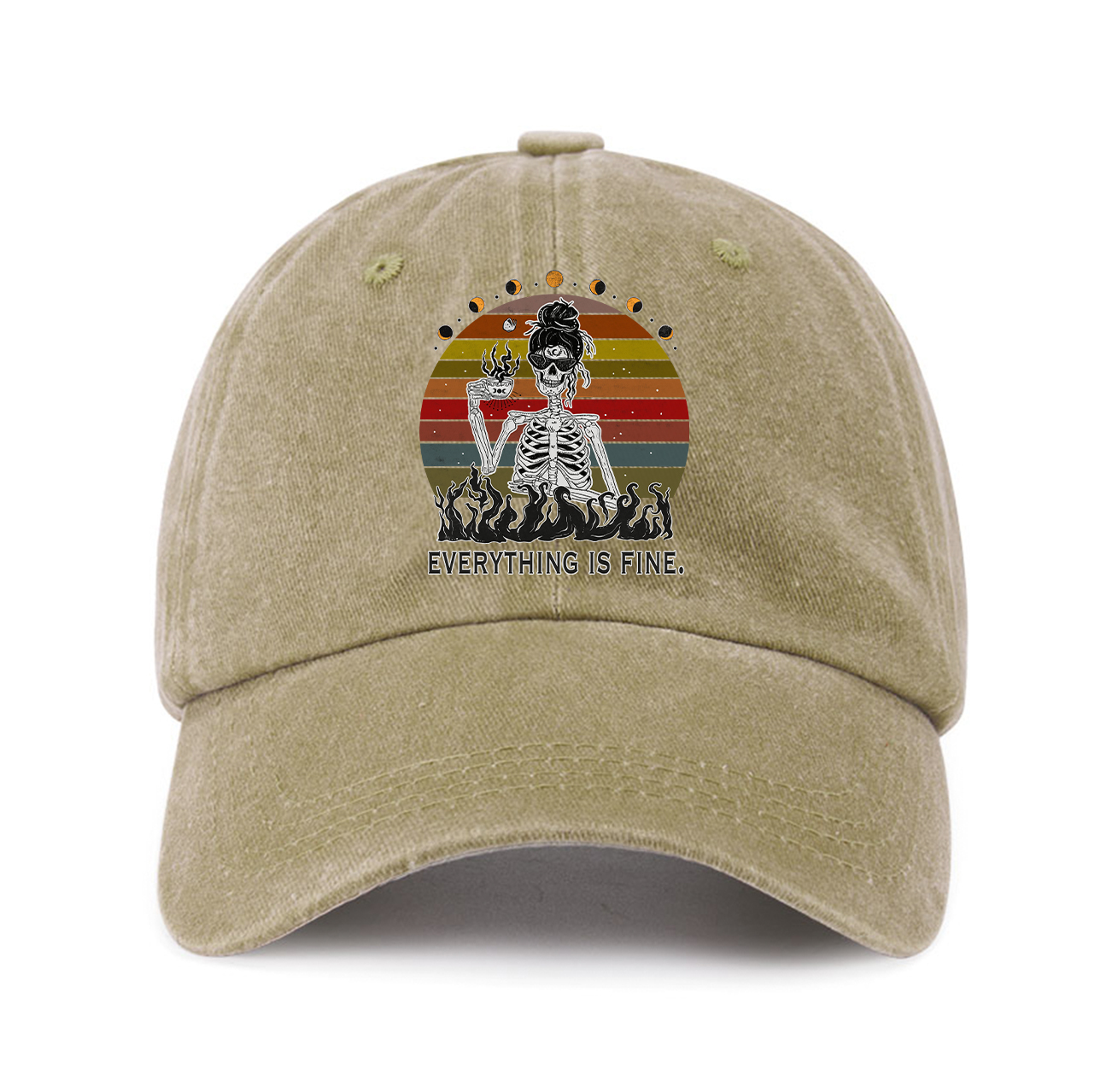 Purplehecate Everything Is Fine Skeleton Baseball Cap