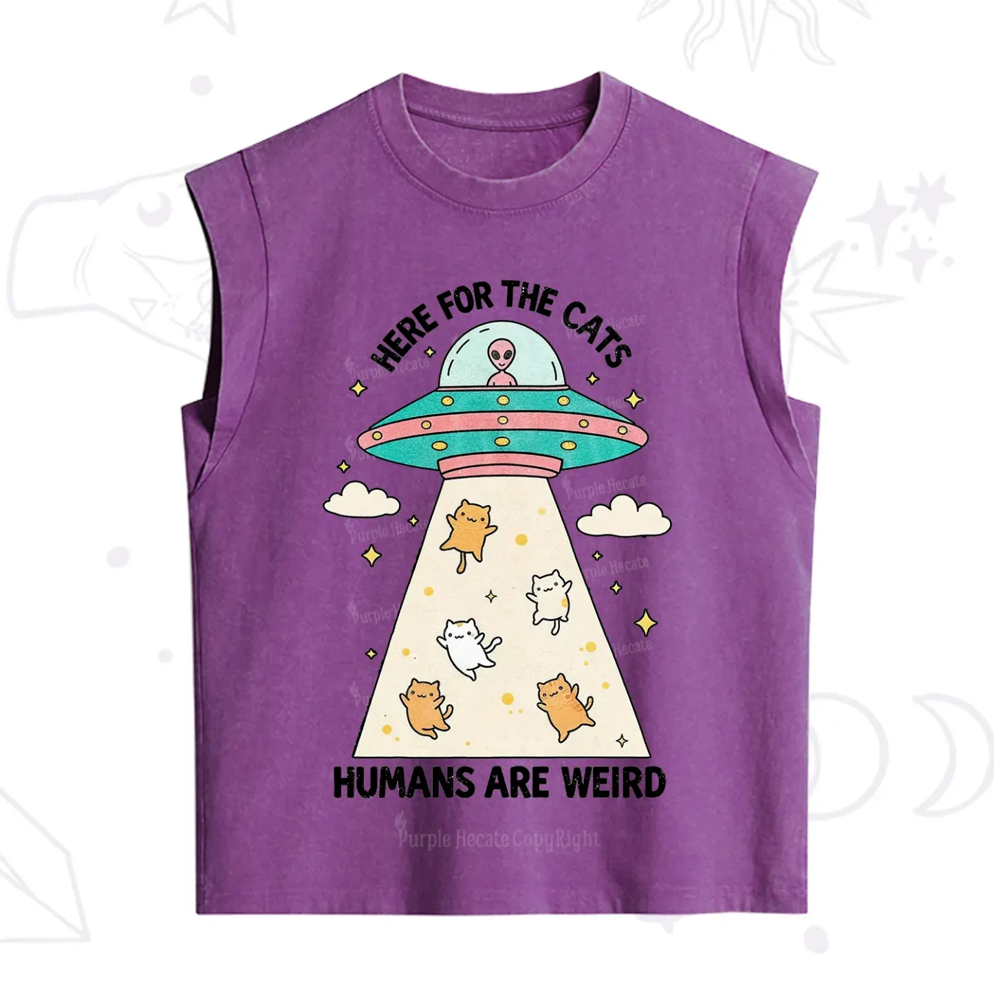 Purplehecate Here For The Cats Humans Are Weird Vintage Washed Tank
