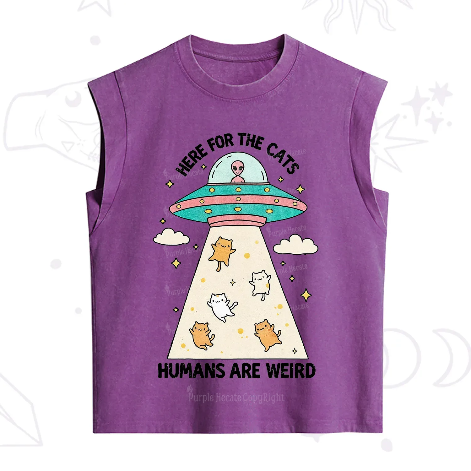 Purplehecate Here For The Cats Humans Are Weird Vintage Washed Tank