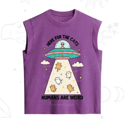 Purplehecate Here For The Cats Humans Are Weird Vintage Washed Tank