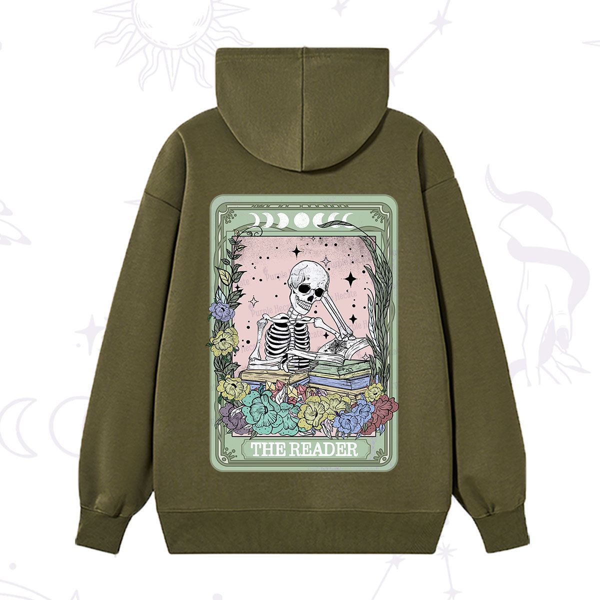 Purplehecate The Reader Bookworm Tarot Skeleton Hoodie