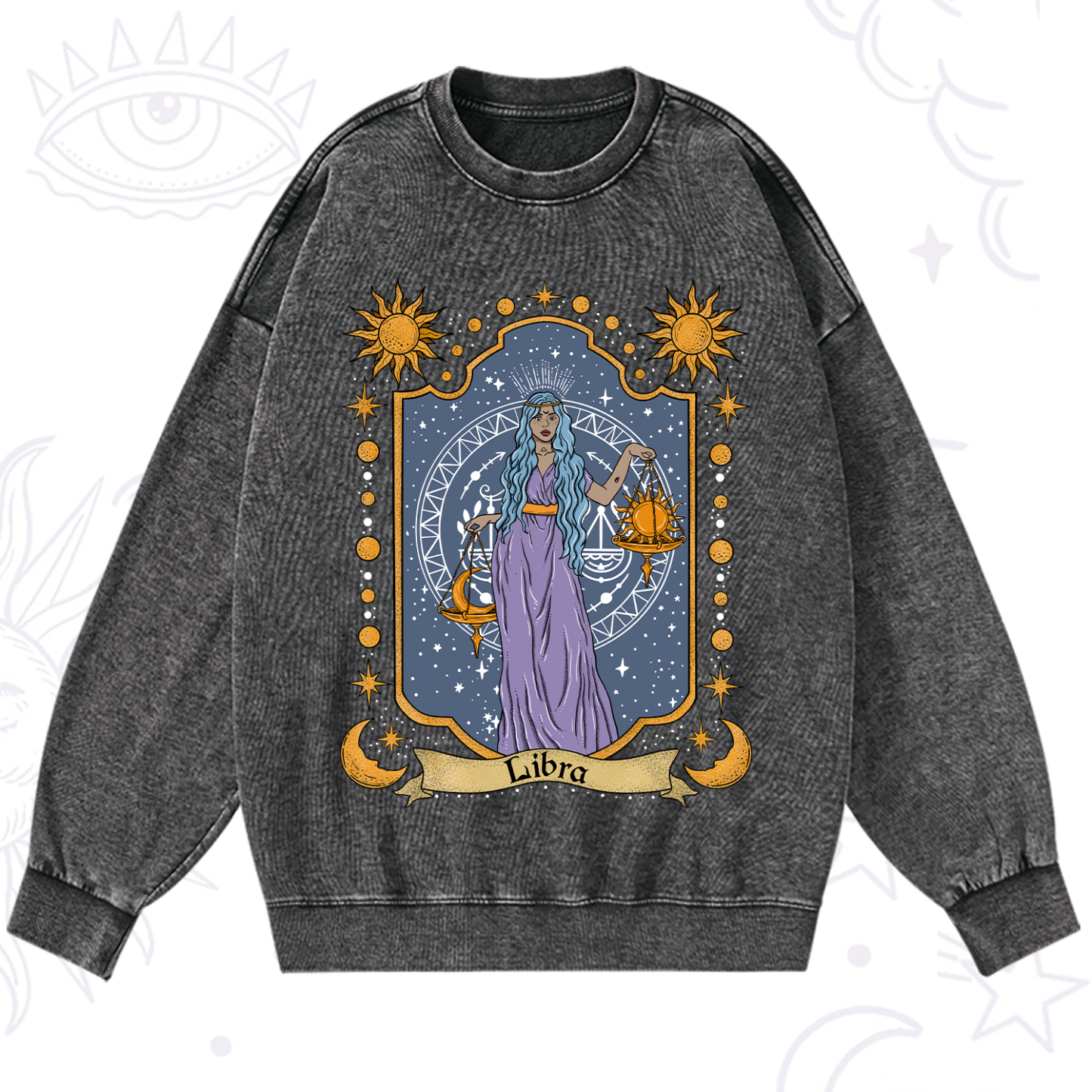 Magic Purplehecate Libra Zodiac Washed Sweatshirt