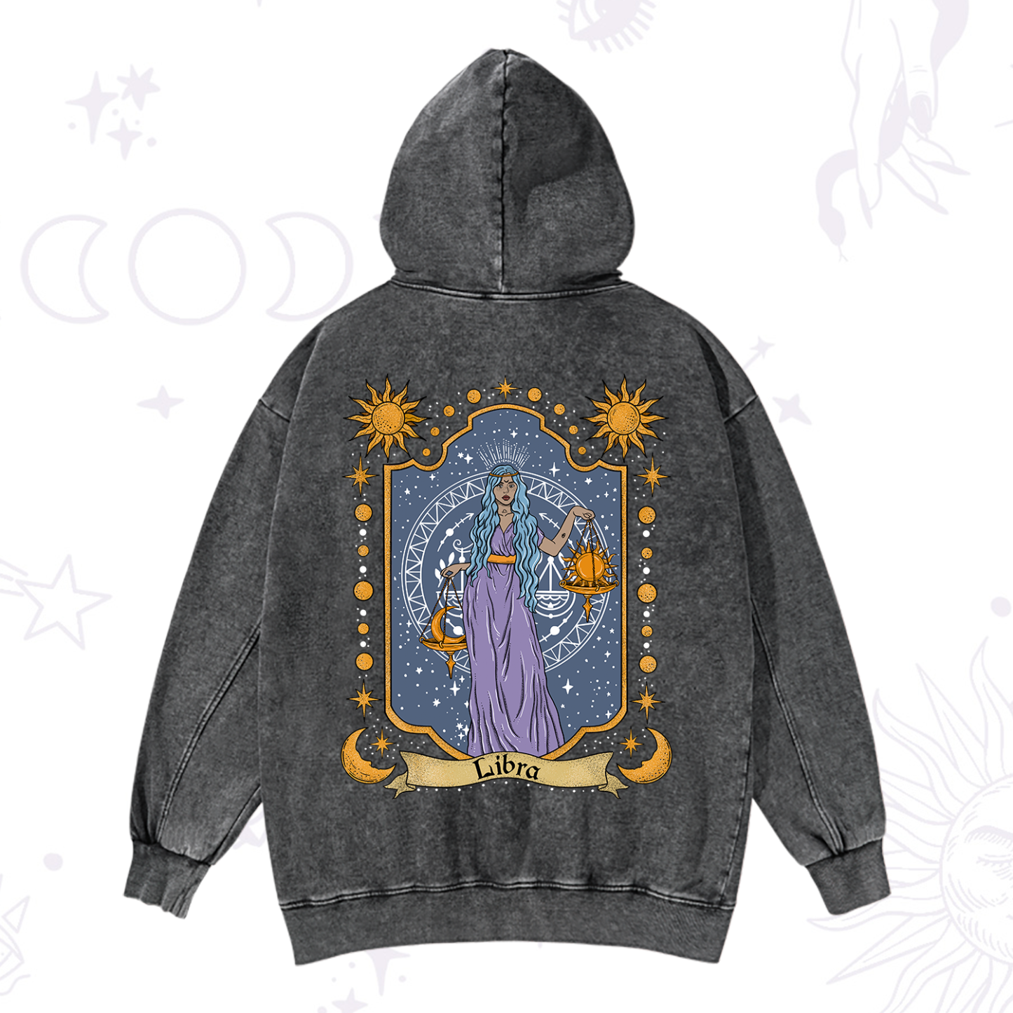 Magic Purplehecate Libra Zodiac Washed Hoodie