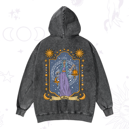 Purplehecate Libra Zodiac Washed Hoodie