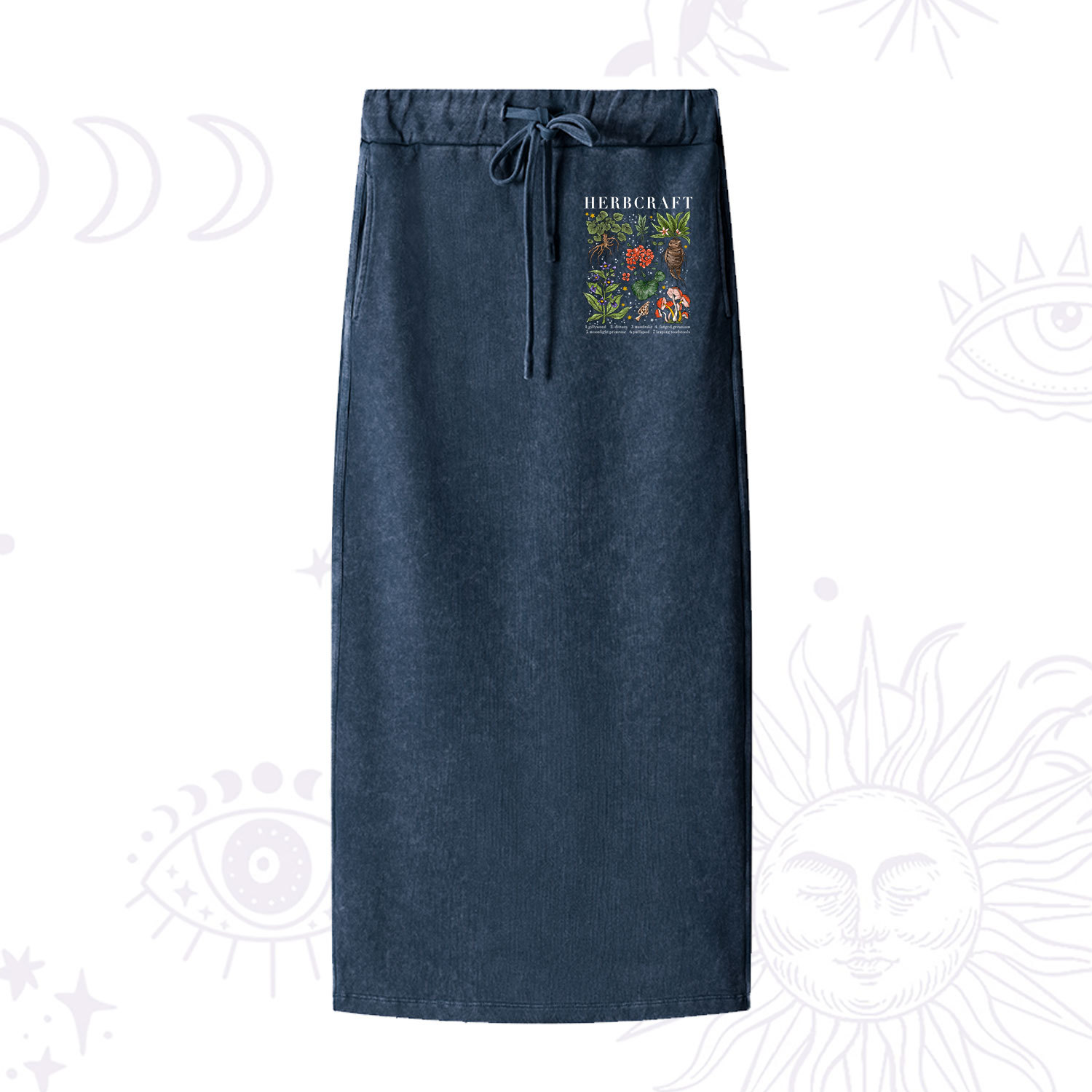 Purplehecate Magical Herbcraft Washed Drawstring Long Skirt